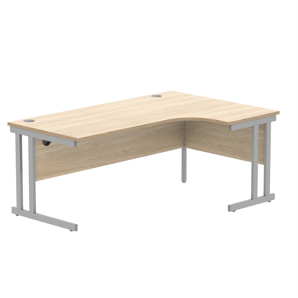 Office Right Hand Corner Desk With Steel Double Upright Cantilever Frame (Fsc) | 1800X1200 | Oak/Silver