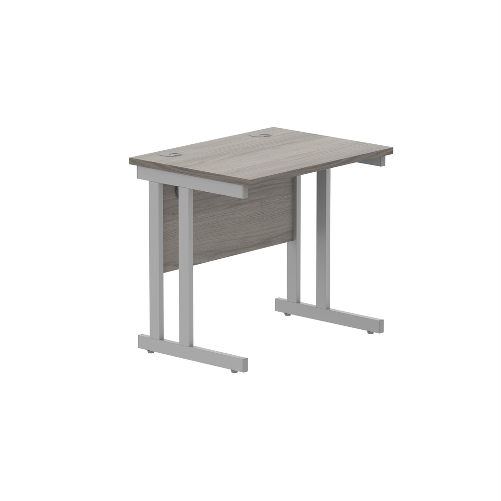 Office Rectangular Desk With Steel Double Upright Cantilever Frame (Fsc) | 800X600 | Alaskan Grey Oak/Silver