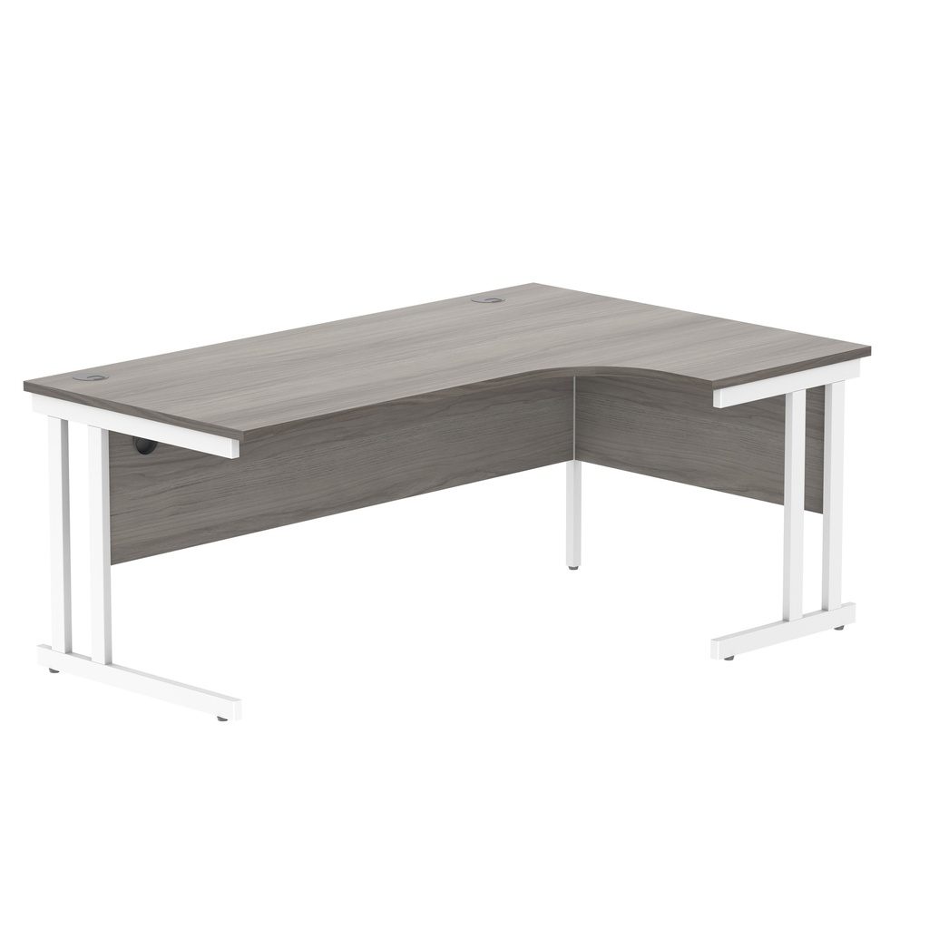 Office Right Hand Corner Desk With Steel Double Upright Cantilever Frame (Fsc) | 1800X1200 | Grey Oak/White