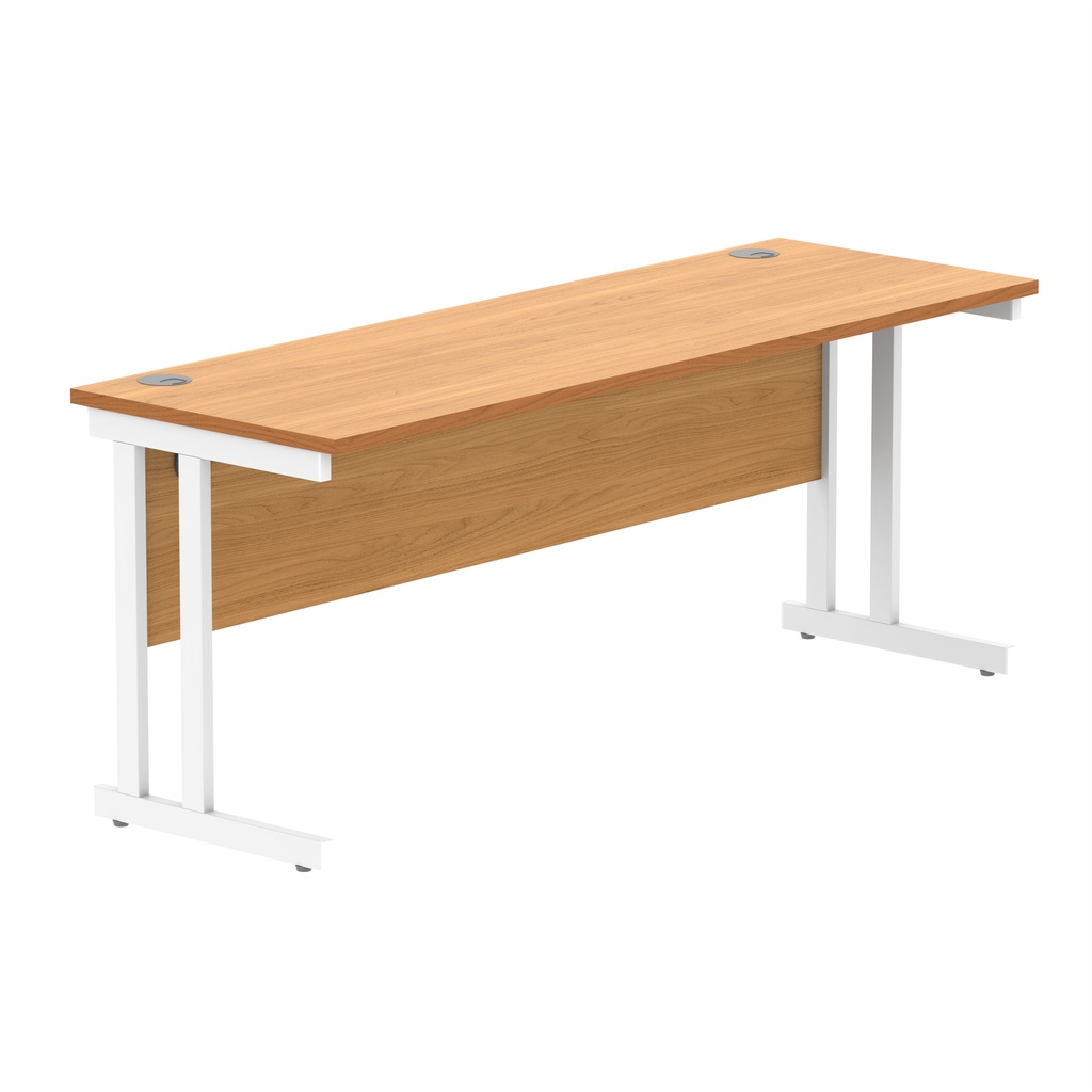 Office Rectangular Desk With Steel Double Upright Cantilever Frame (Fsc) | 1800X600 | Norwegian Beech/White