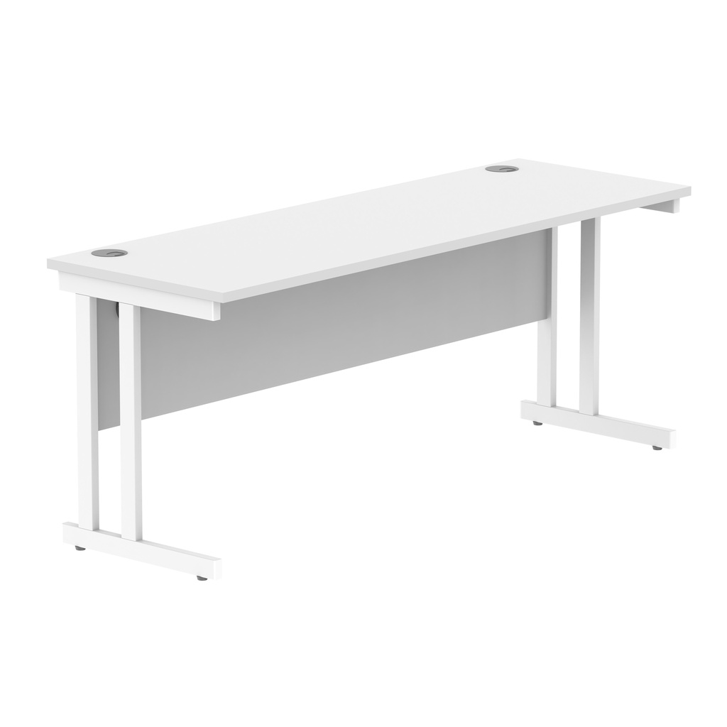 Office Rectangular Desk With Steel Double Upright Cantilever Frame (Fsc) | 1800X600 | Arctic White/White