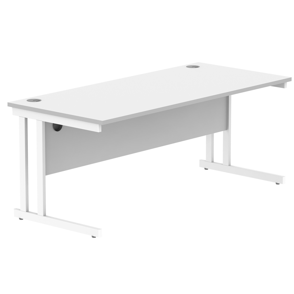 Office Rectangular Desk With Steel Double Upright Cantilever Frame (Fsc) | 1800X800 | Arctic White/White