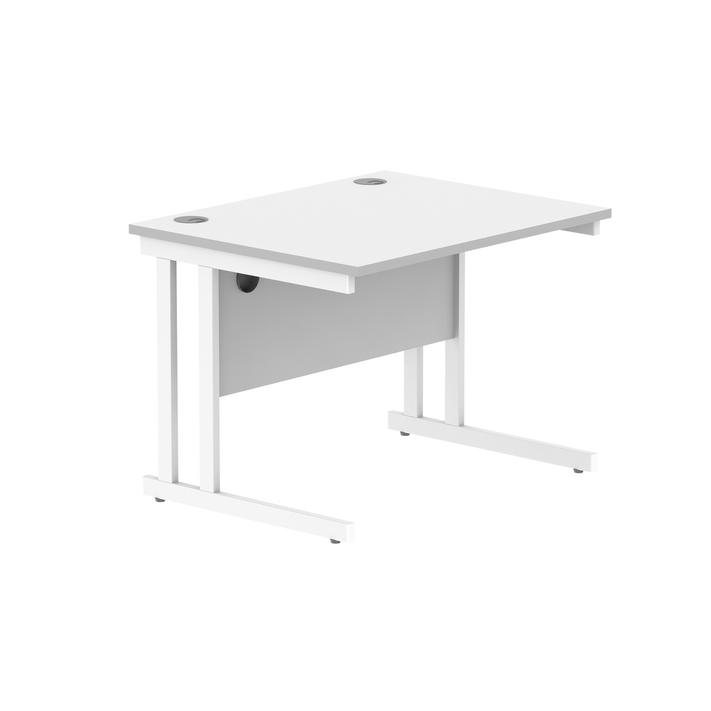 Office Rectangular Desk With Steel Double Upright Cantilever Frame (Fsc) | 800X800 | Arctic White/White