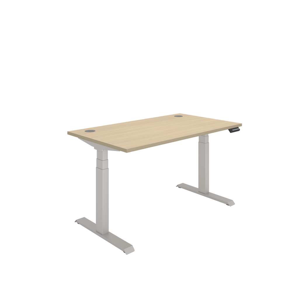 Office Rectangular Dual Motor Sit Stand Desk  (FSC) | 1400X800 | Oak/Silver