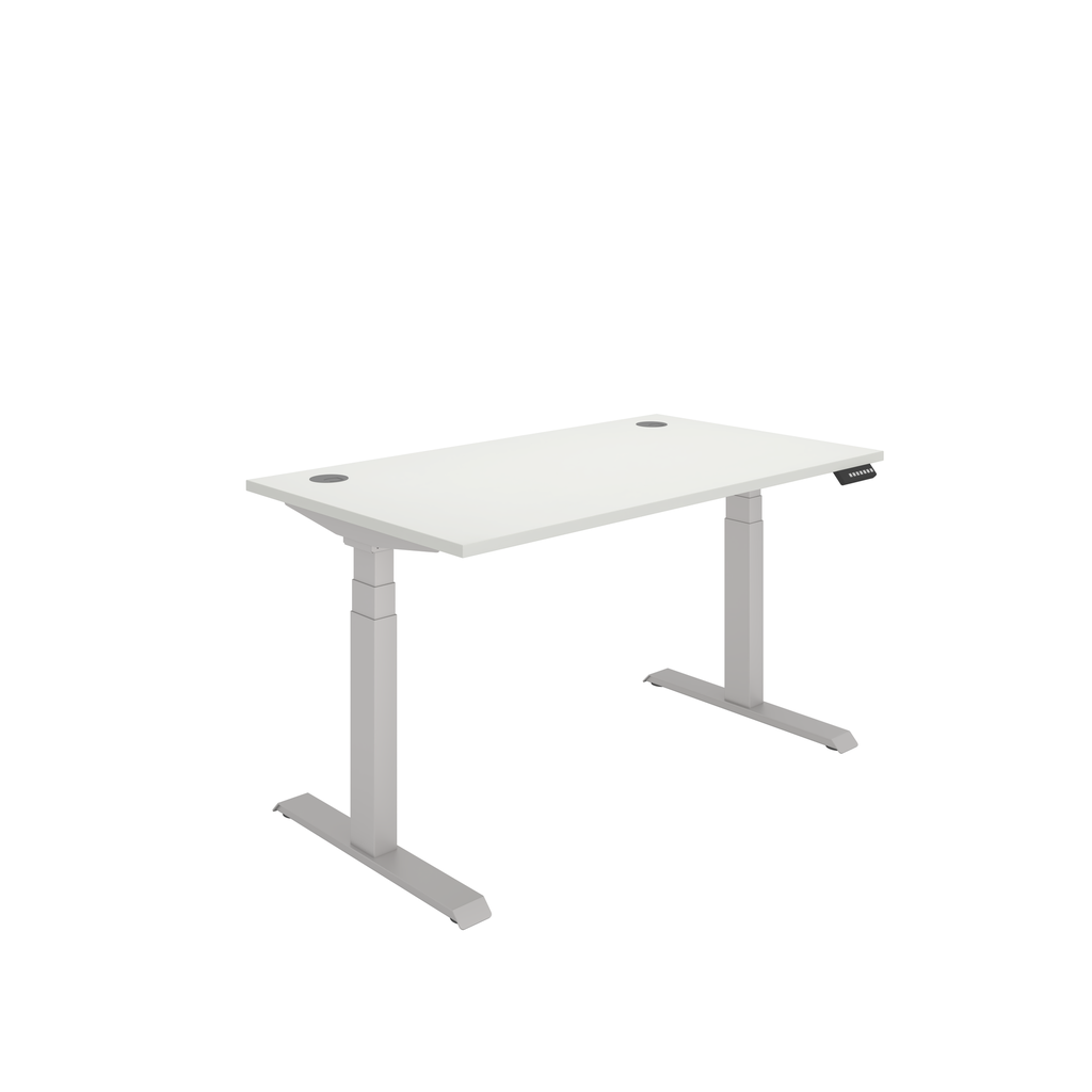 Office Rectangular Dual Motor Sit Stand Desk  (FSC) | 1400X800 | White/Silver