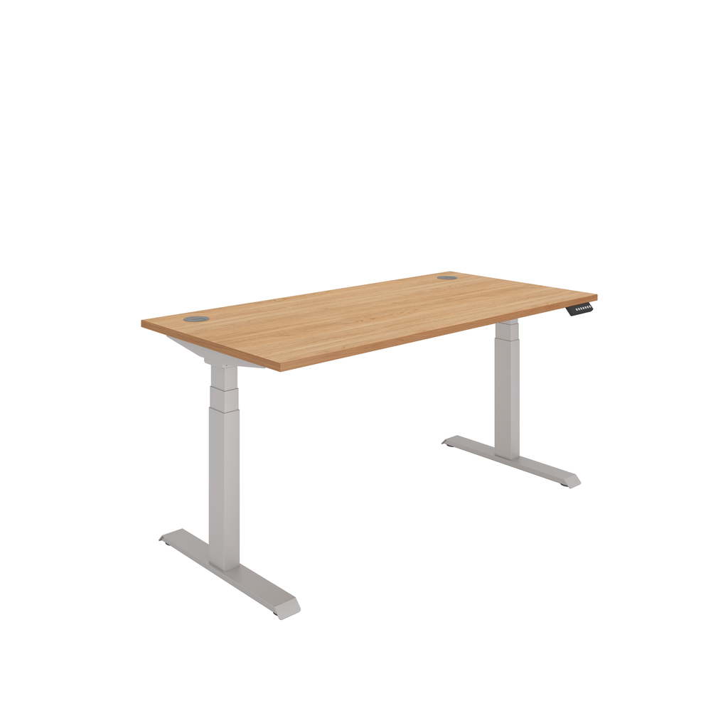 Office Rectangular Dual Motor Sit Stand Desk  (FSC) | 1600X800 | Beech/Silver