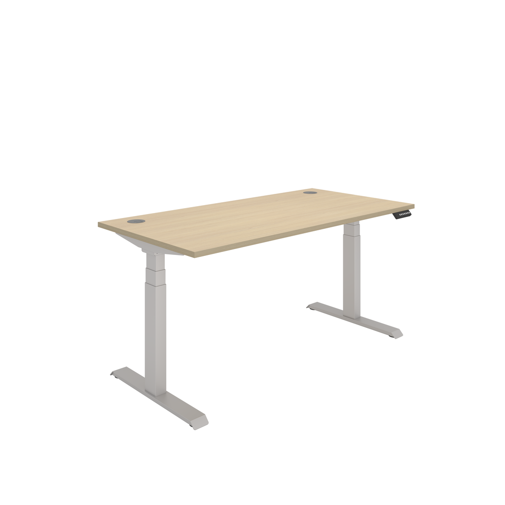 Office Rectangular Dual Motor Sit Stand Desk  (FSC) | 1600X800 | Oak/Silver