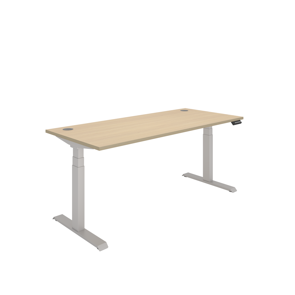 Office Rectangular Dual Motor Sit Stand Desk  (FSC) | 1800X800 | Oak/Silver