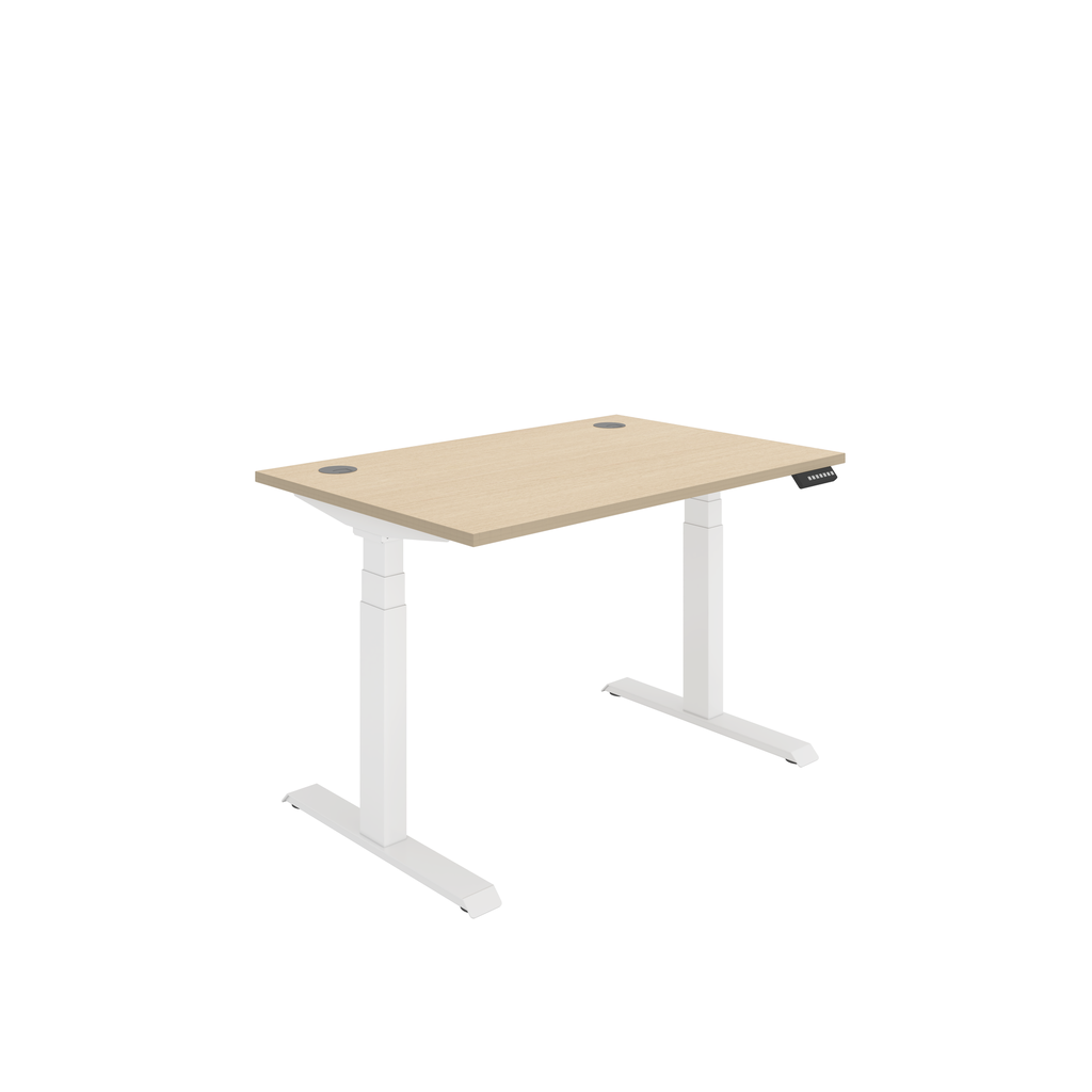 Office Rectangular Dual Motor Sit Stand Desk  (FSC) | 1200X800 | Oak/White