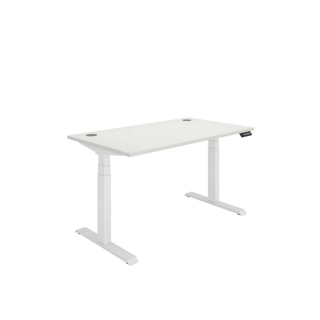 Office Rectangular Dual Motor Sit Stand Desk  (FSC) | 1400X800 | White/White