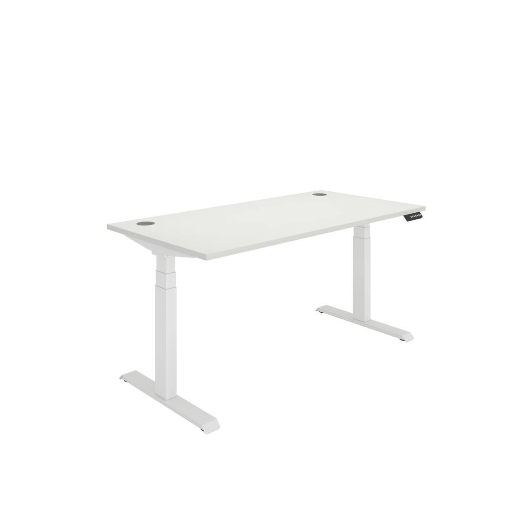 Office Rectangular Dual Motor Sit Stand Desk  (FSC) | 1600X800 | White/White