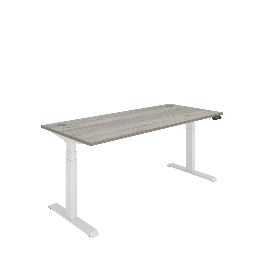 Office Rectangular Dual Motor Sit Stand Desk  (FSC) | 1800X800 | Grey Oak/White