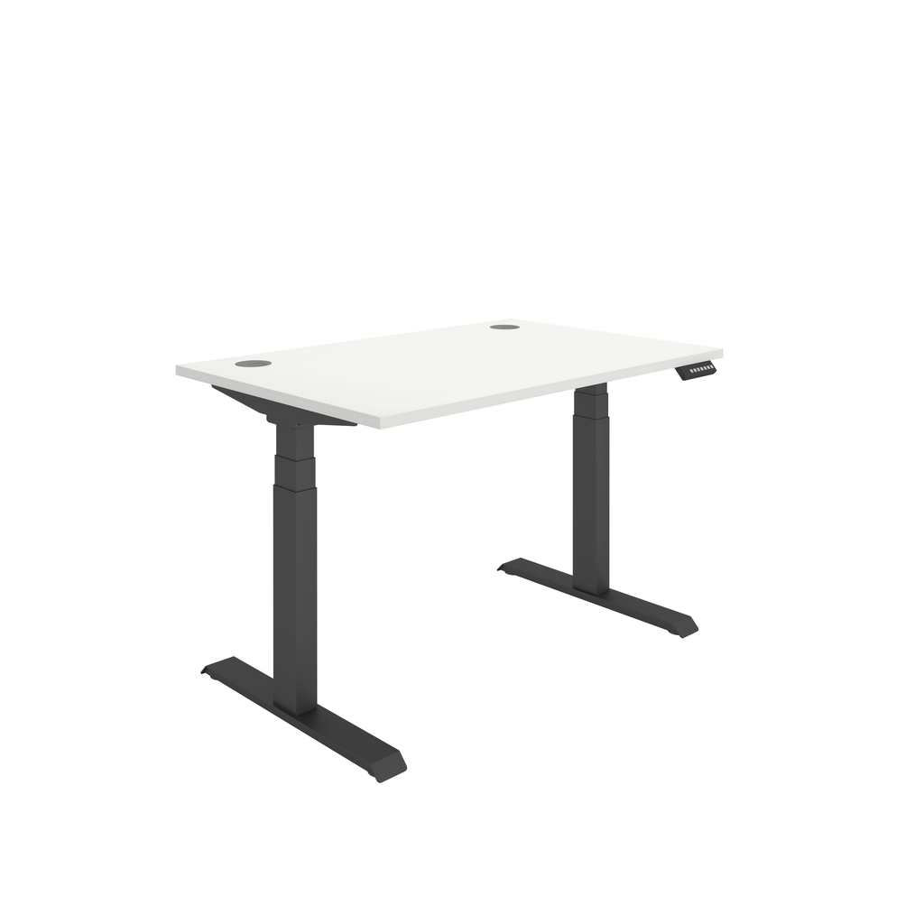 Office Rectangular Dual Motor Sit Stand Desk  (FSC) | 1200X800 | White/Black