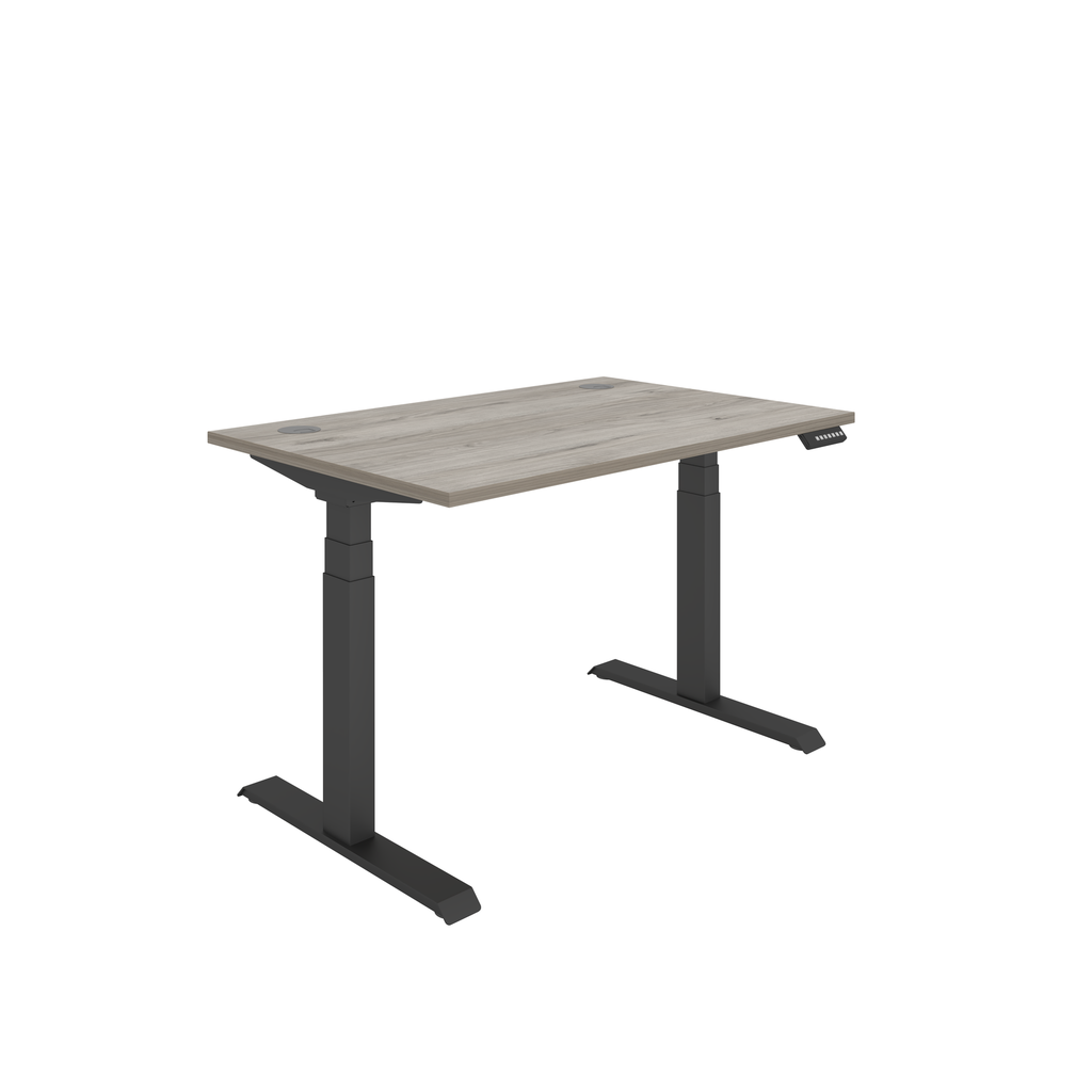 Office Rectangular Dual Motor Sit Stand Desk  (FSC) | 1200X800 | Grey Oak/Black