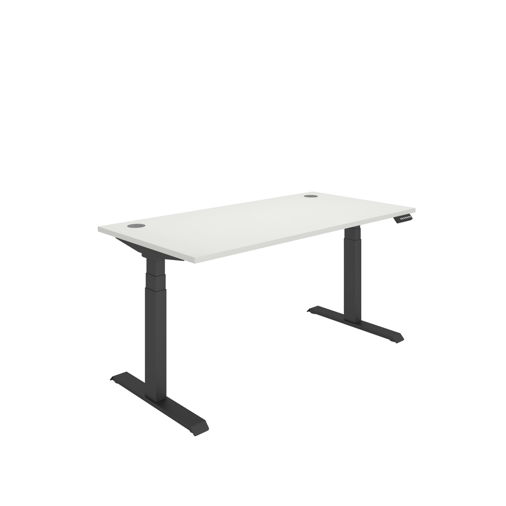 Office Rectangular Dual Motor Sit Stand Desk  (FSC) | 1600X800 | White/Black