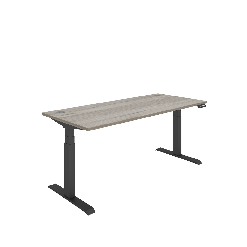 Office Rectangular Dual Motor Sit Stand Desk  (FSC) | 1800X800 | Grey Oak/Black