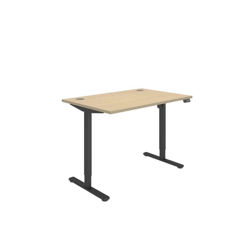 Office Rectangular Single Motor Sit Stand Desk  (FSC) | 1200X800 | Oak/Black