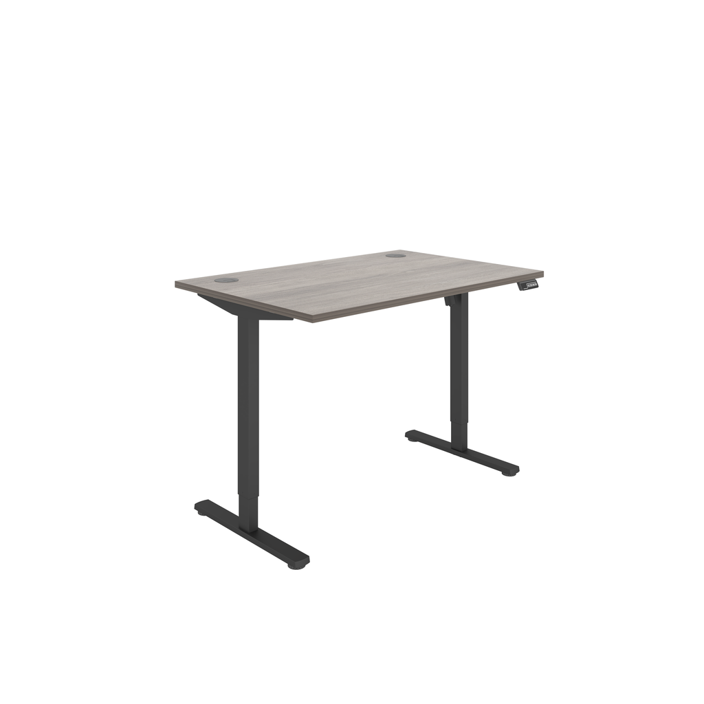 Office Rectangular Single Motor Sit Stand Desk  (FSC) | 1200X800 | Grey Oak/Black