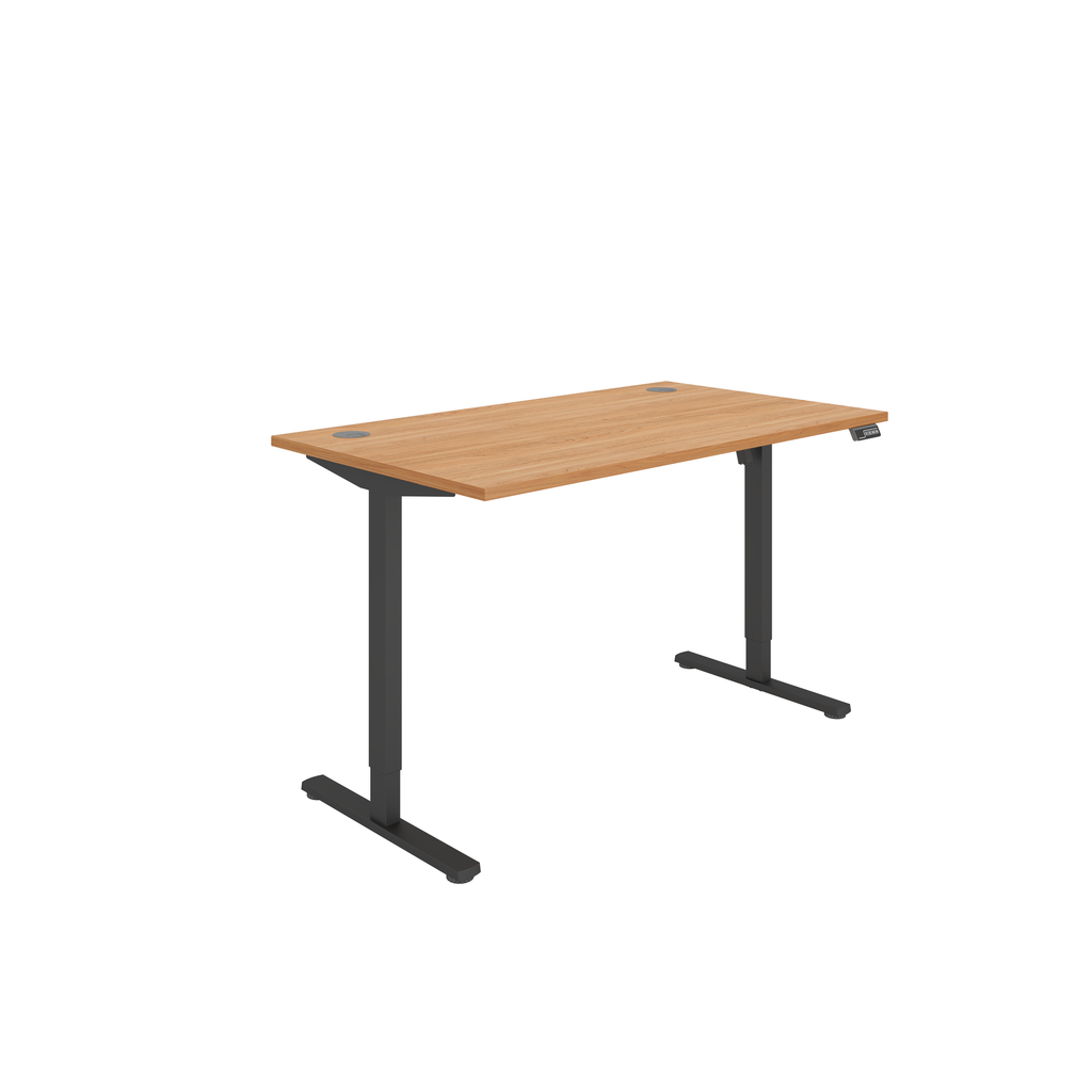 Office Rectangular Single Motor Sit Stand Desk  (FSC) | 1400X800 | Beech/Black