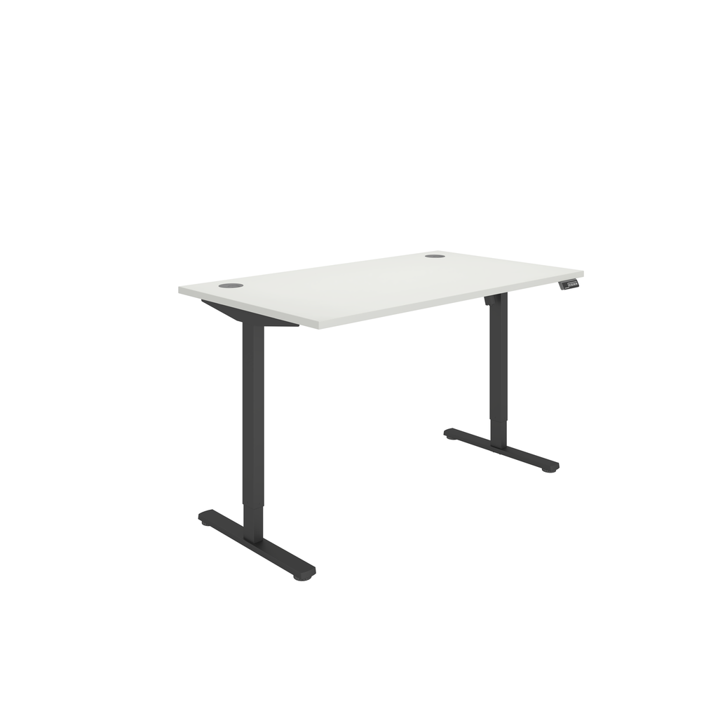 Office Rectangular Single Motor Sit Stand Desk  (FSC) | 1400X800 | White/Black