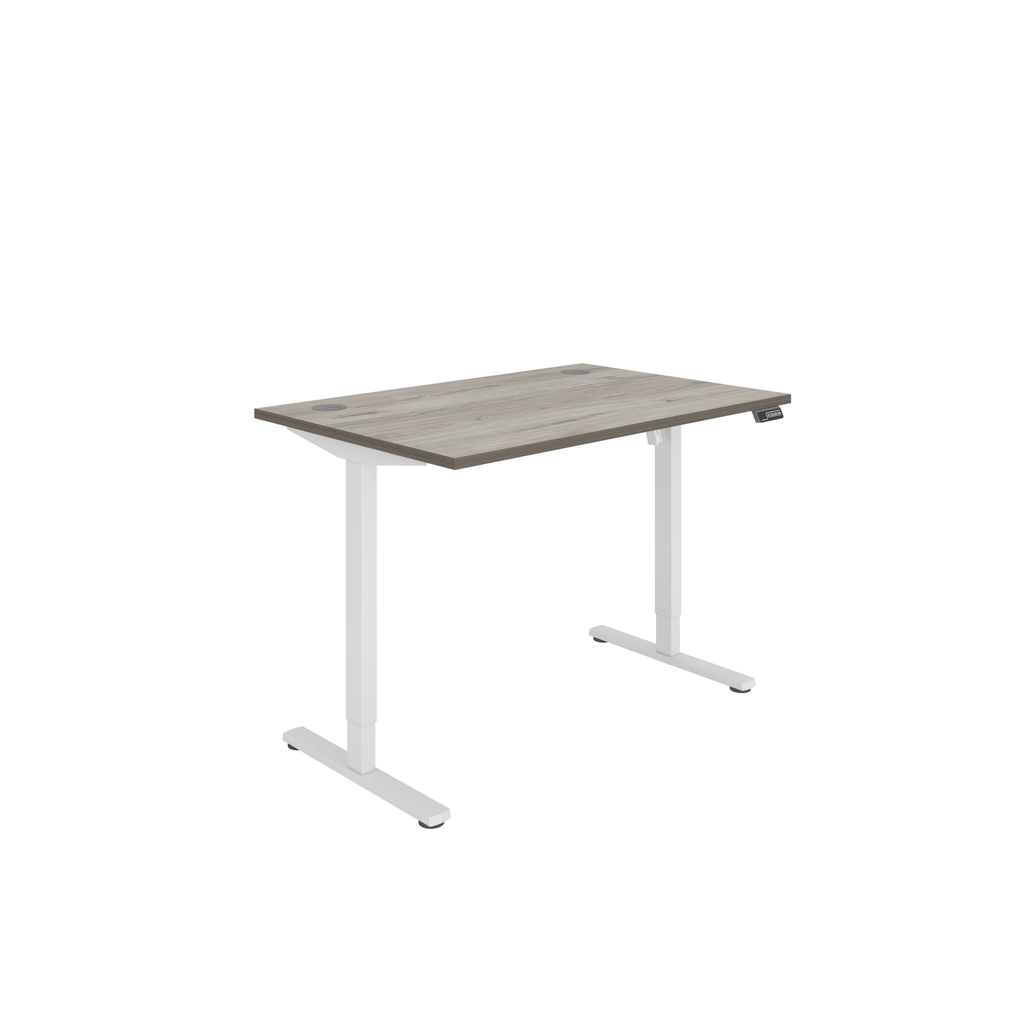 Office Rectangular Single Motor Sit Stand Desk  (FSC) | 1200X800 | Grey Oak/White