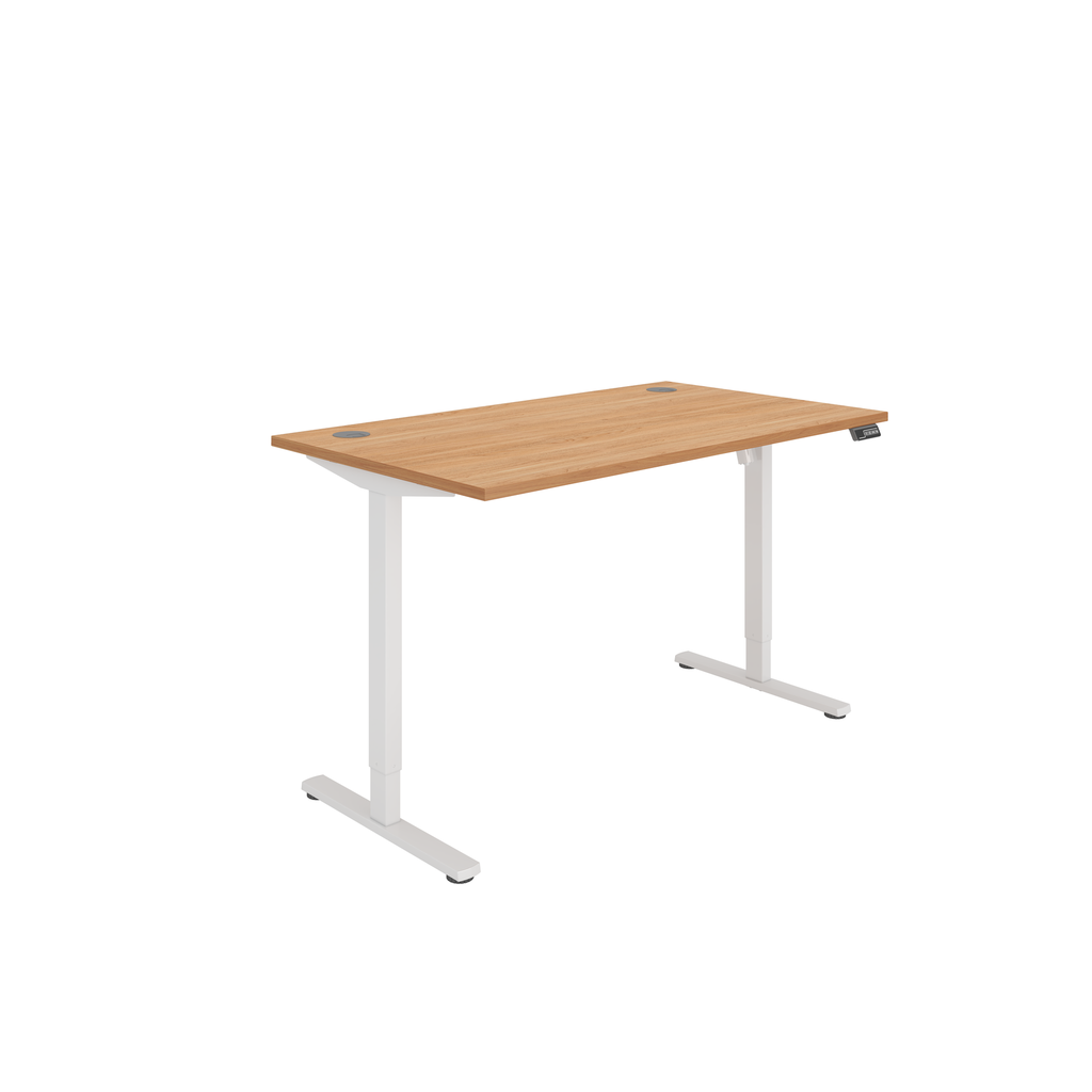 Office Rectangular Single Motor Sit Stand Desk  (FSC) | 1400X800 | Beech/White