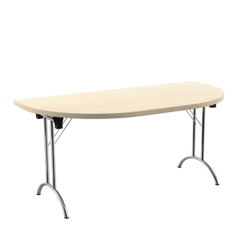 [OUFT1680DENDSVMA] Union Folding Table D-End Top (FSC) (Maple, Silver)