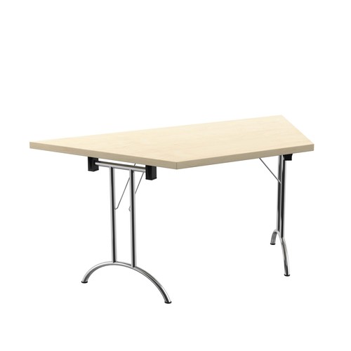 [OUFT1680TRAPSVMA] Union Folding Table Trapezoidal Top (FSC) (Maple, Silver)