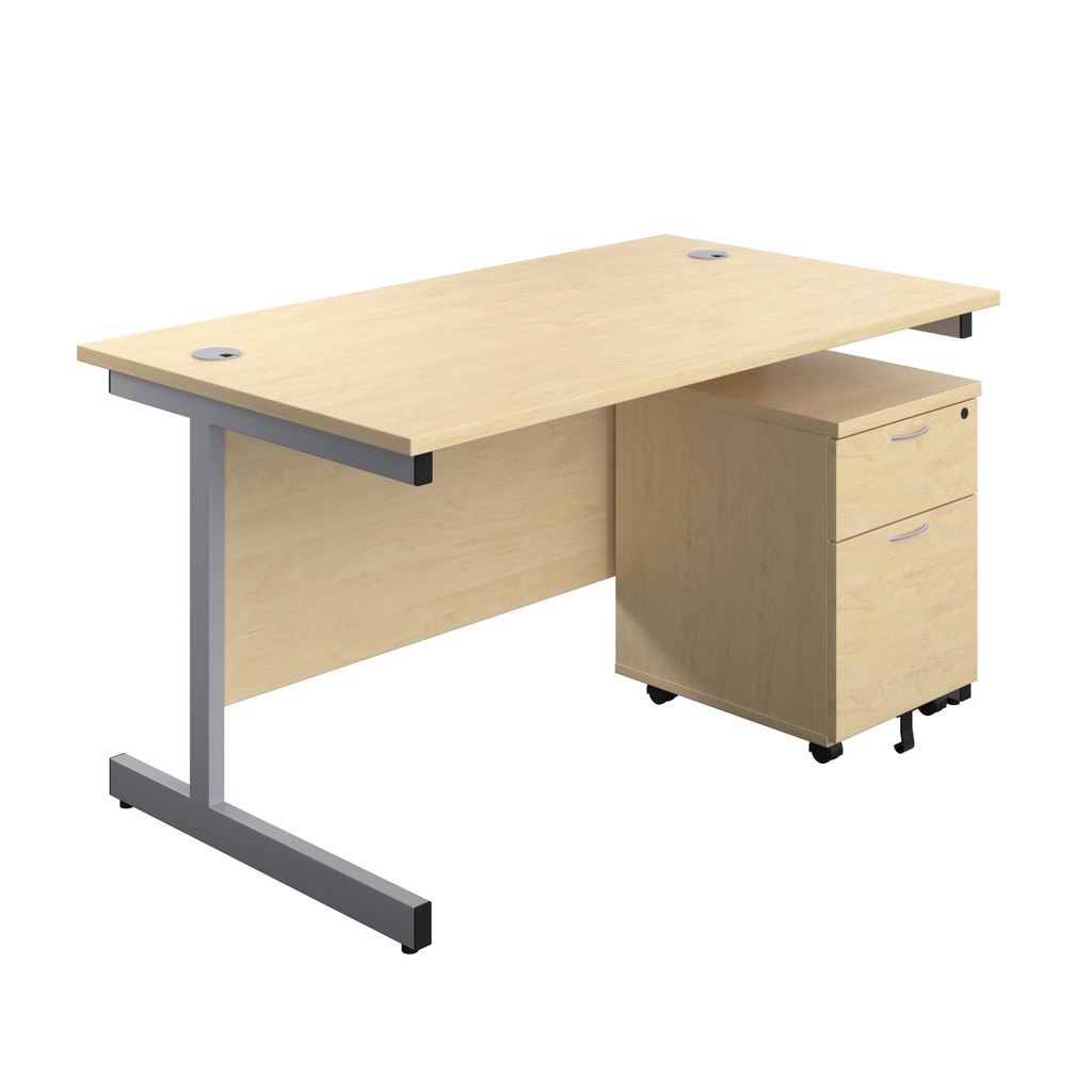 Single Upright Rectangular Desk & Pedestal Bundle (FSC)