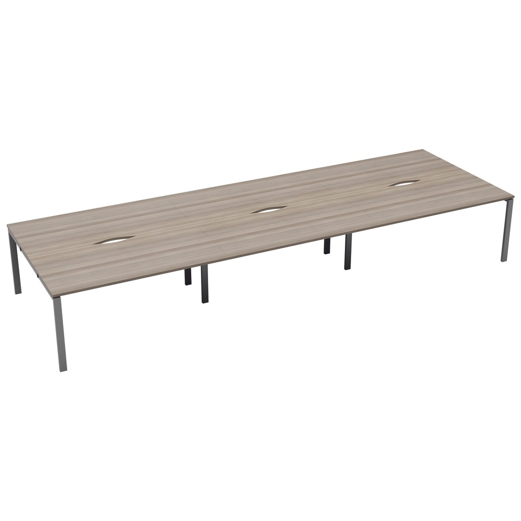 CB Bench with Cut Out: 6 Person (FSC) | 1200 X 800 | Grey Oak/Silver | 