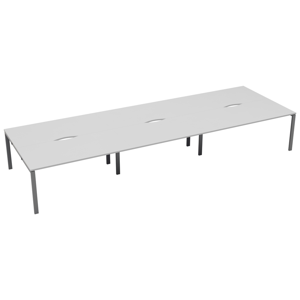 CB Bench with Cut Out: 6 Person (FSC) | 1200 X 800 | White/Silver | 