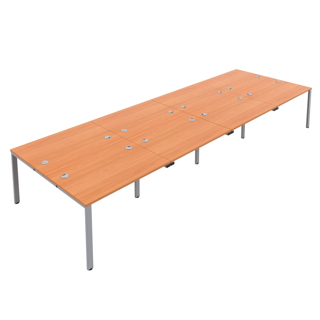 CB Bench with Cable Ports: 8 Person (FSC) | 1200 X 800 | Beech/Silver | 