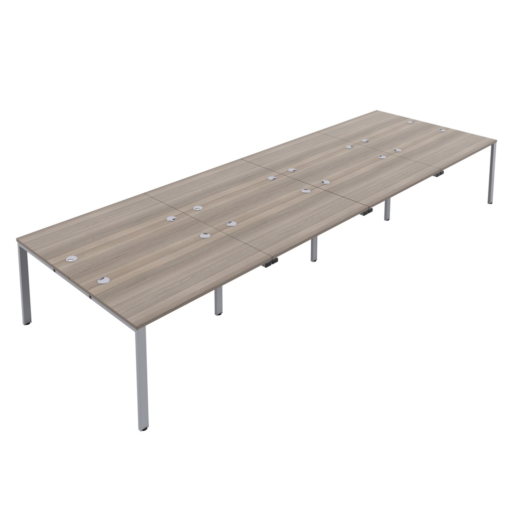 CB Bench with Cable Ports: 8 Person (FSC) | 1200 X 800 | Grey Oak/Silver | 