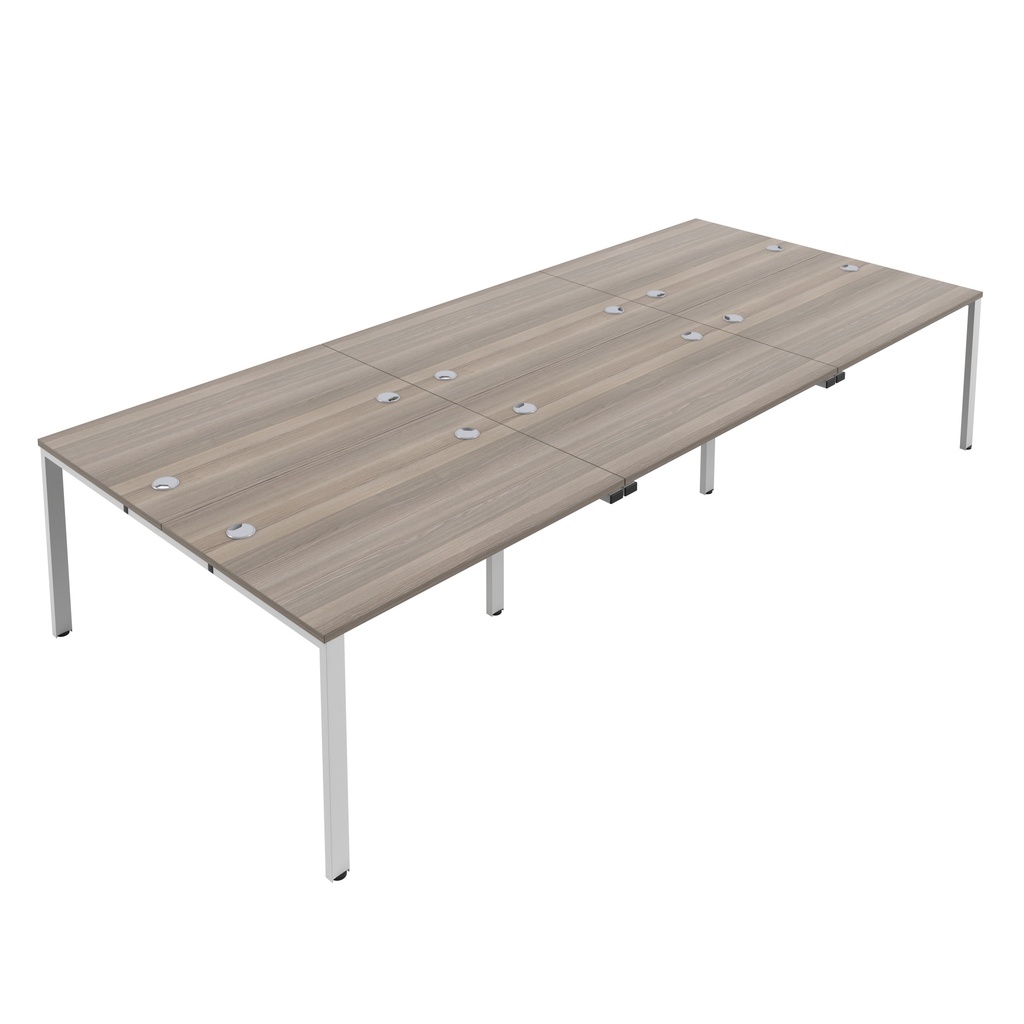 CB Bench with Cable Ports: 6 Person (FSC) | 1200 X 800 | Grey Oak/White | 