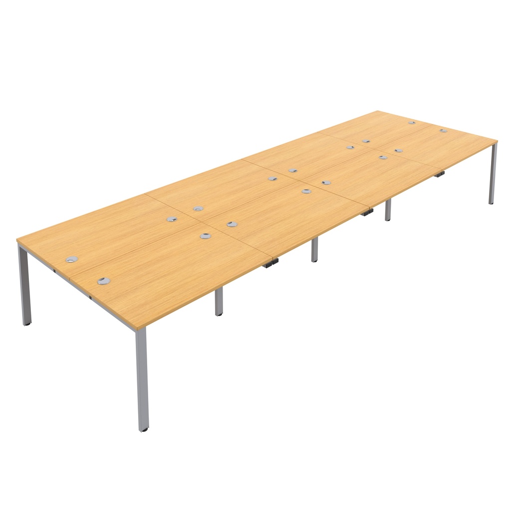 CB Bench with Cable Ports: 8 Person (FSC) | 1200 X 800 | Nova Oak/Silver | 