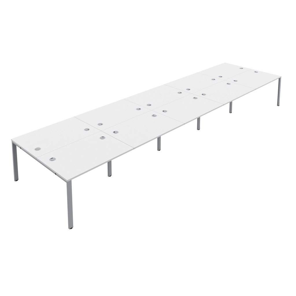 CB Bench with Cable Ports: 10 Person (FSC) | 1200 X 800 | White/Silver | 