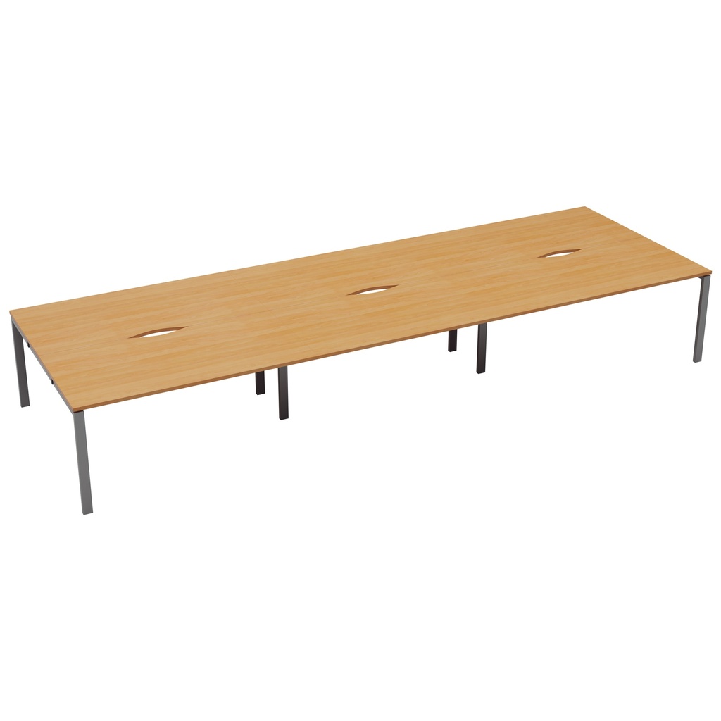 CB Bench with Cut Out: 6 Person (FSC) | 1400 X 800 | Beech/Silver | 