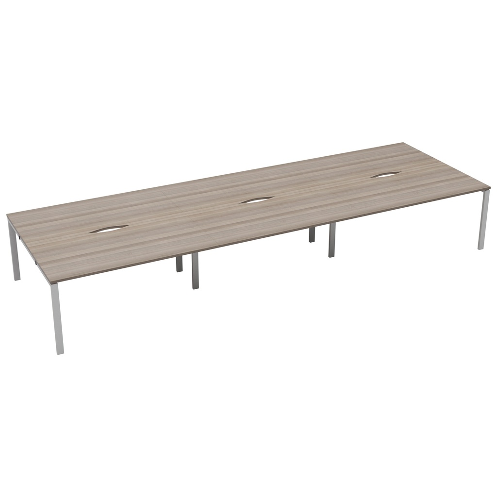 CB Bench with Cut Out: 6 Person (FSC) | 1400 X 800 | Grey Oak/White | 