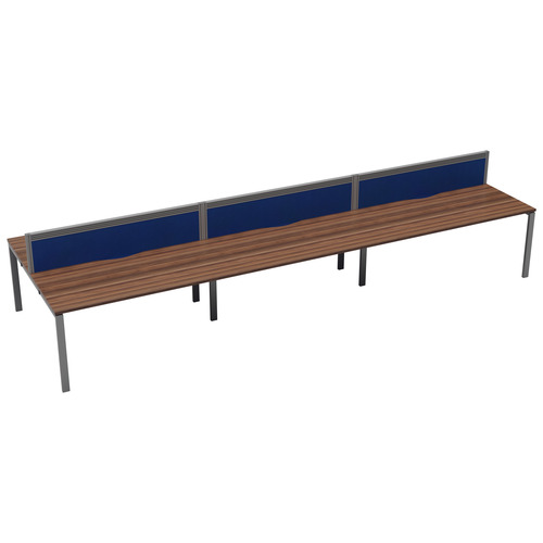 CB Bench with Cable Ports: 6 Person (FSC) | 1400 x 800 | Dark Walnut/Silver | 