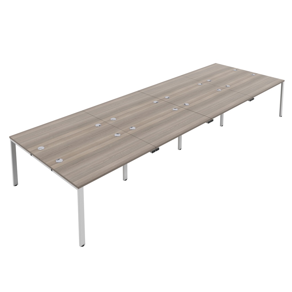 CB Bench with Cable Ports: 8 Person (FSC) | 1400 X 800 | Grey Oak/White | 