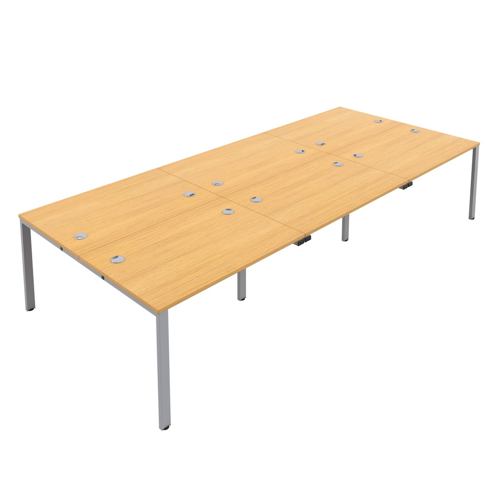 CB Bench with Cable Ports: 6 Person (FSC) | 1400 X 800 | Nova Oak/Silver | 