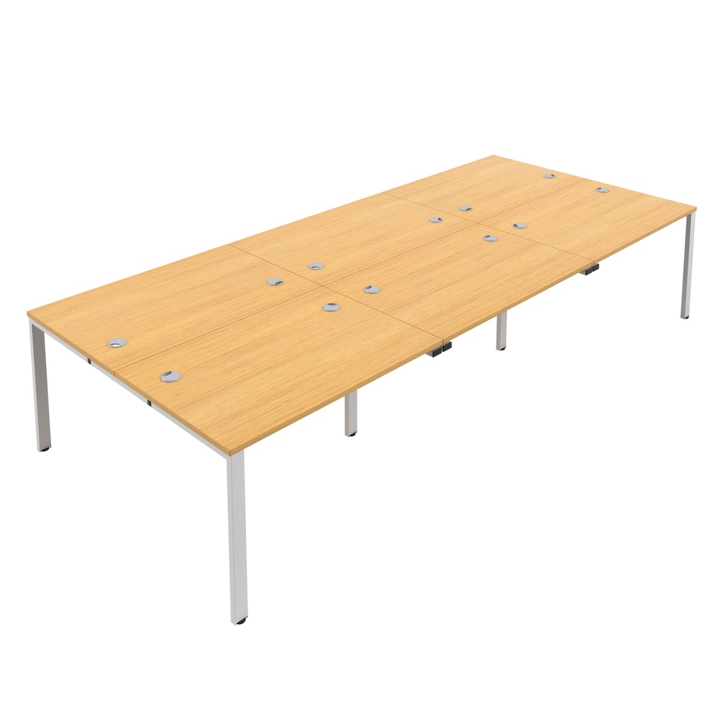 CB Bench with Cable Ports: 6 Person (FSC) | 1400 X 800 | Nova Oak/White | 