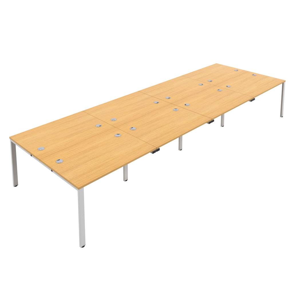 CB Bench with Cable Ports: 8 Person (FSC) | 1400 X 800 | Nova Oak/White | 