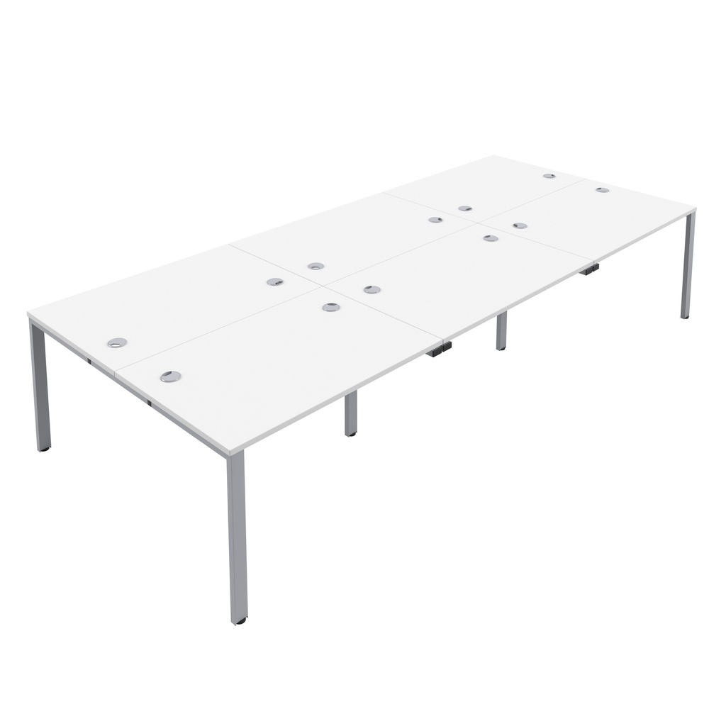 CB Bench with Cable Ports: 6 Person (FSC) | 1400 X 800 | White/Silver | 