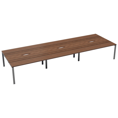 CB Bench with Cut Out: 6 Person (FSC) | 1600 x 800 | Dark Walnut/Silver | 