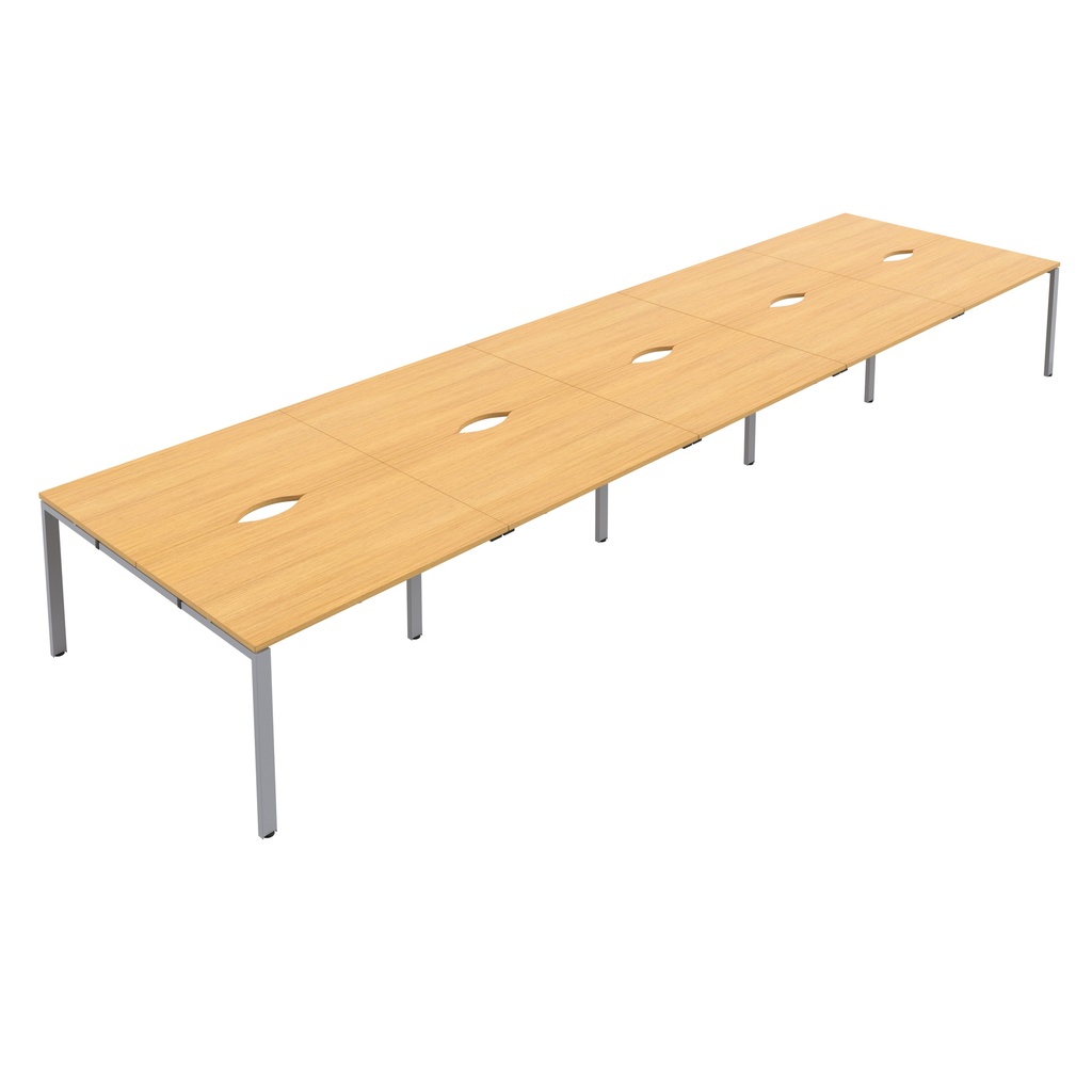 CB Bench with Cut Out: 10 Person (FSC) | 1600 X 800 | Nova Oak/Silver | 