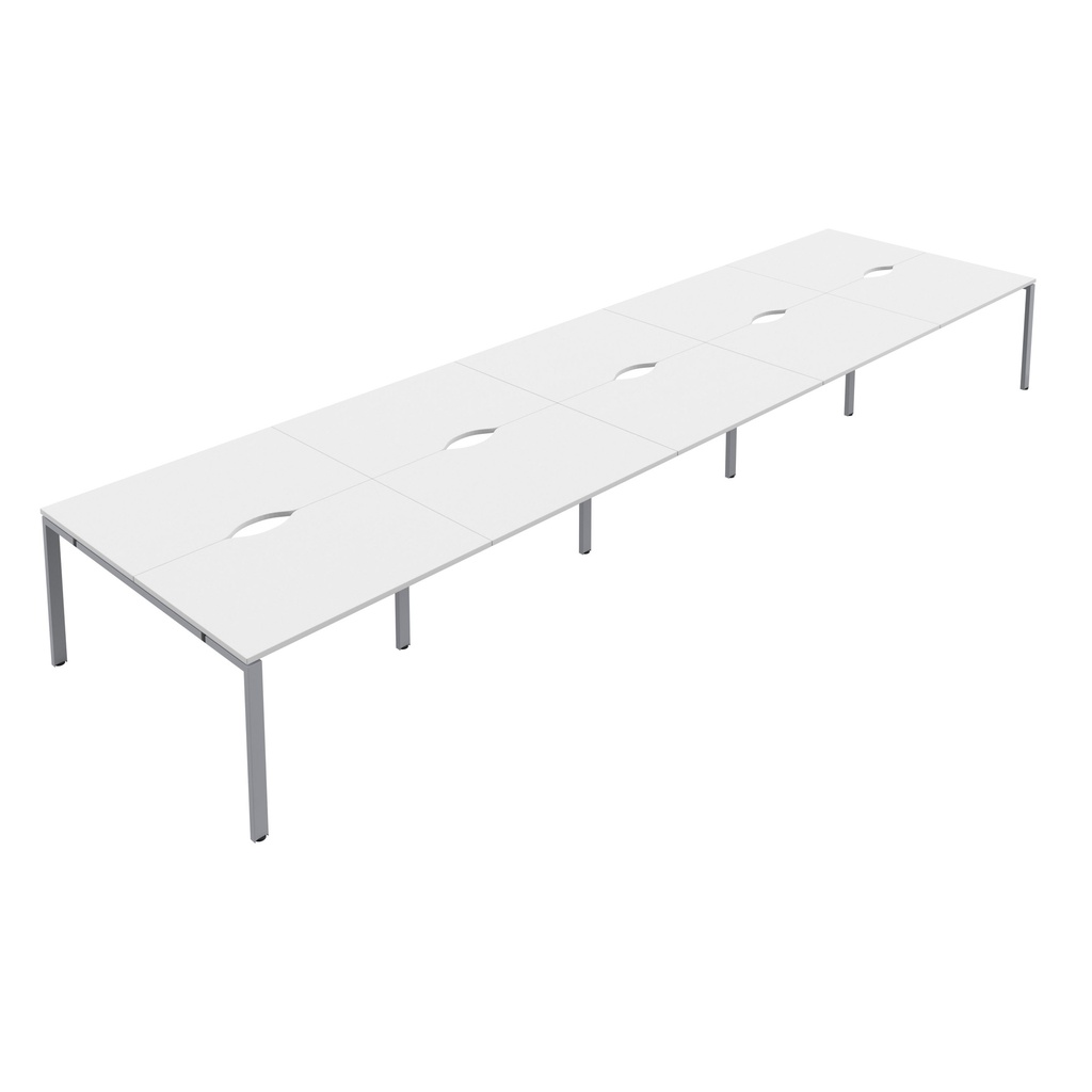 CB Bench with Cut Out: 10 Person (FSC) | 1600 X 800 | White/Silver | 