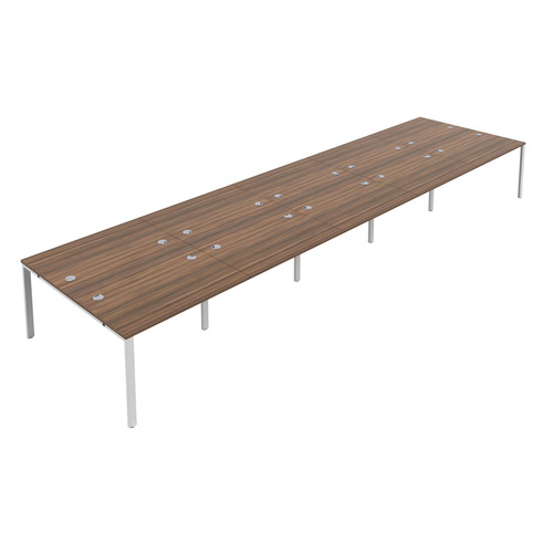 CB Bench with Cable Port: 10 Person (FSC) | 1600 x 800 | Dark Walnut/White | 