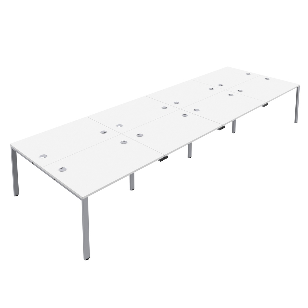 CB Bench with Cable Ports: 8 Person (FSC) | 1600 X 800 | White/Silver | 