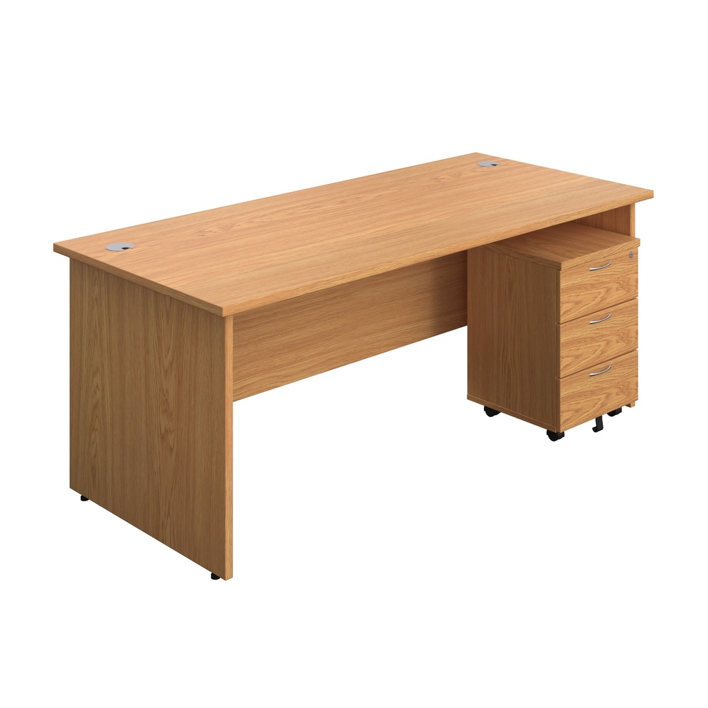 Panel Rectangular Desk + 3 Drawer Mobile Pedestal Bundle (FSC) | 1800X800 | Nova Oak/Nova Oak | 